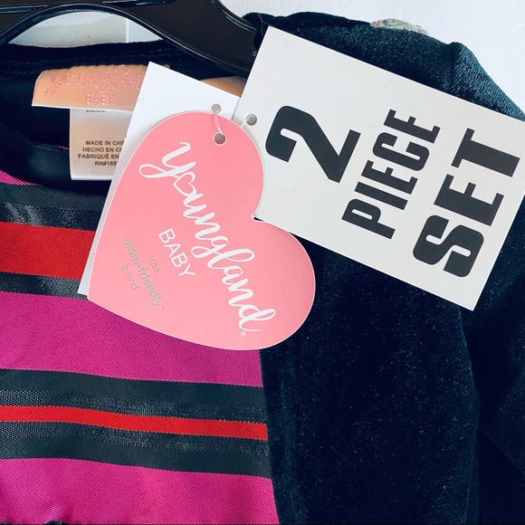 Baby Girl Youngland 2 Piece Stripe Woven Dress With Shrug - Picture 14 of 16